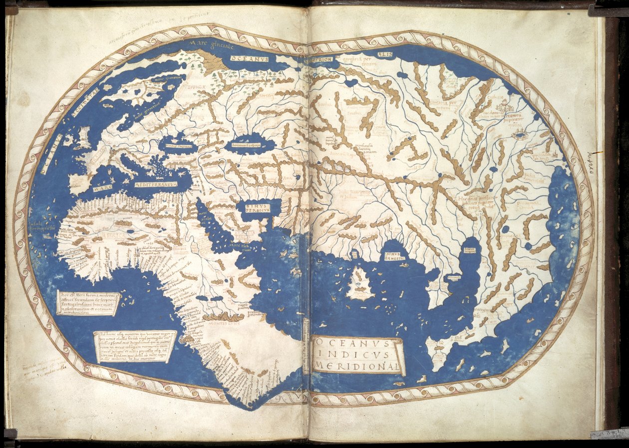 Mapa świata, ok. godz. 1490 autorstwa Henricus Martellus Germanus