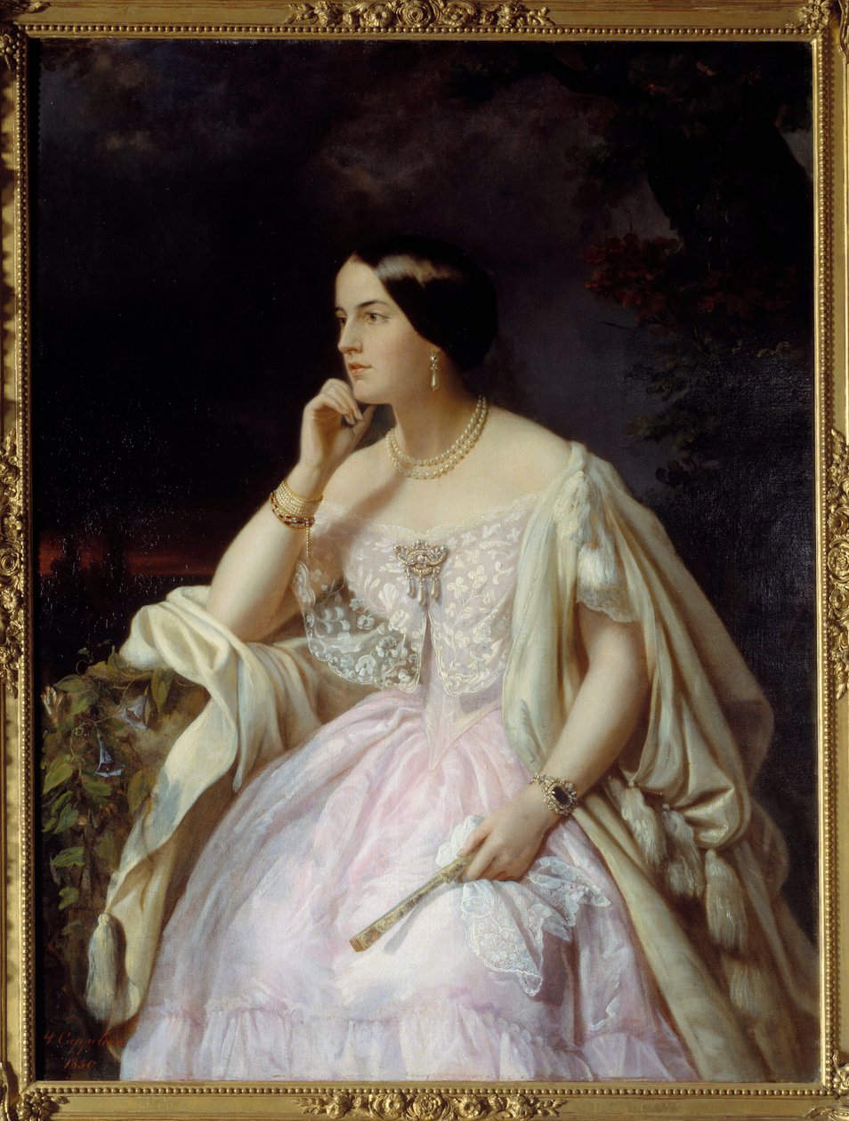 Portret panny Harriet Howard. Portret Elizabeth Ann Haryett (1823-1865) Maitres Napoleona III. Obraz Henriette Nee Cappelaere Jacott (XIX wiek) autorstwa Henriette Jacott Cappellaere