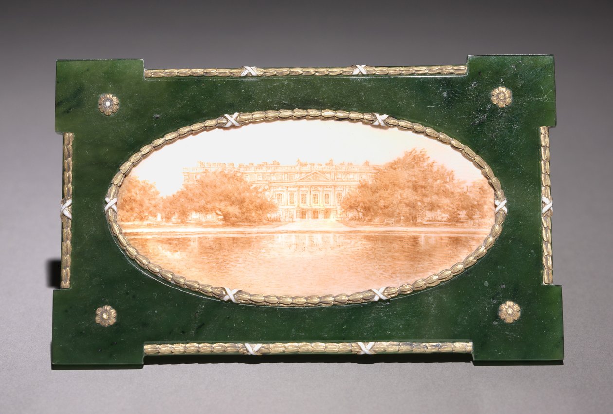 Oprawiona miniatura Hampton Court, firma Peter Carl Fabergé (1846-1920) autorstwa Henrik Wigstrom