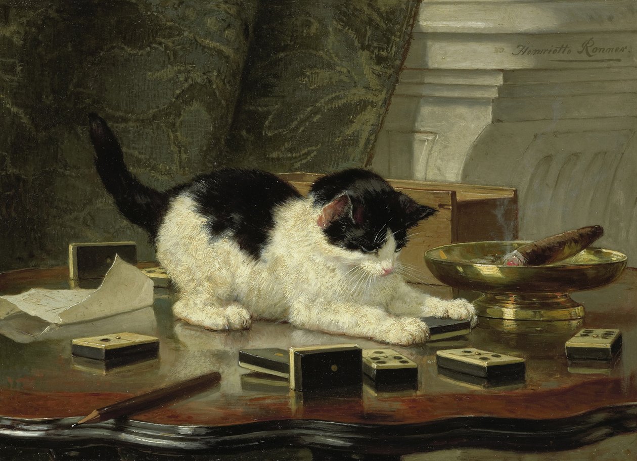 Kocięta Gra, ok. 1860-1870 autorstwa Henriëtte Ronner Knip