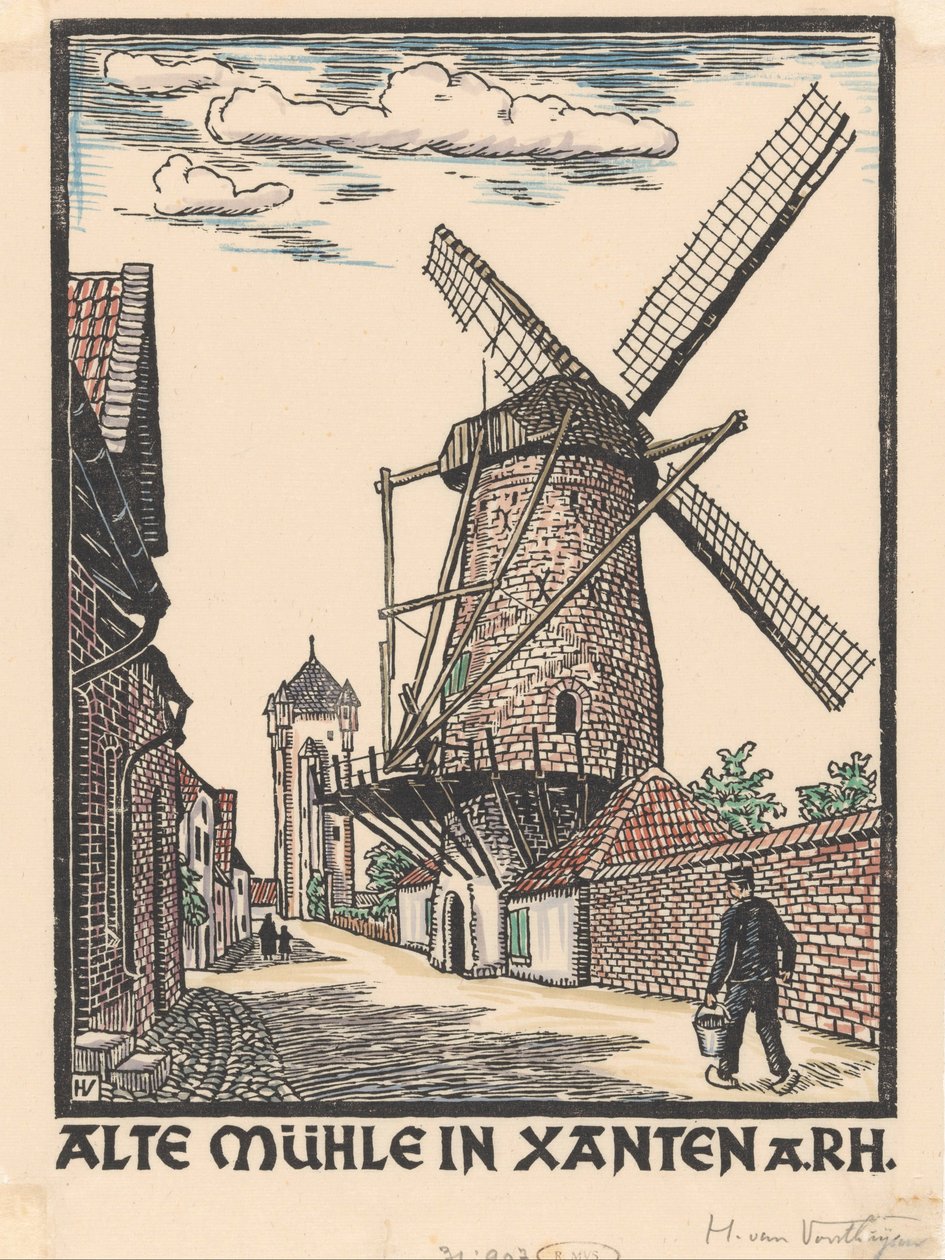 Wiatrak w Xanten autorstwa Henriëtte van Hove (signed by artist)