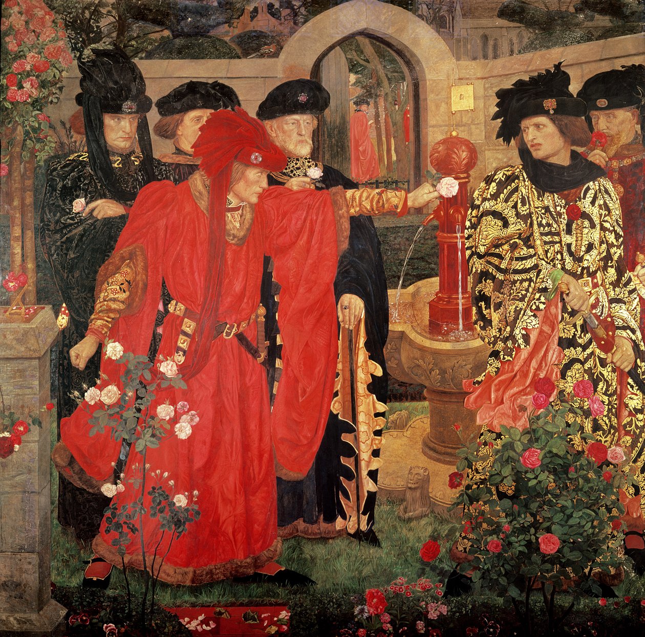 Wybór czerwonych i białych róż w ogrodzie świątynnym, 1910 autorstwa Henry A. Payne