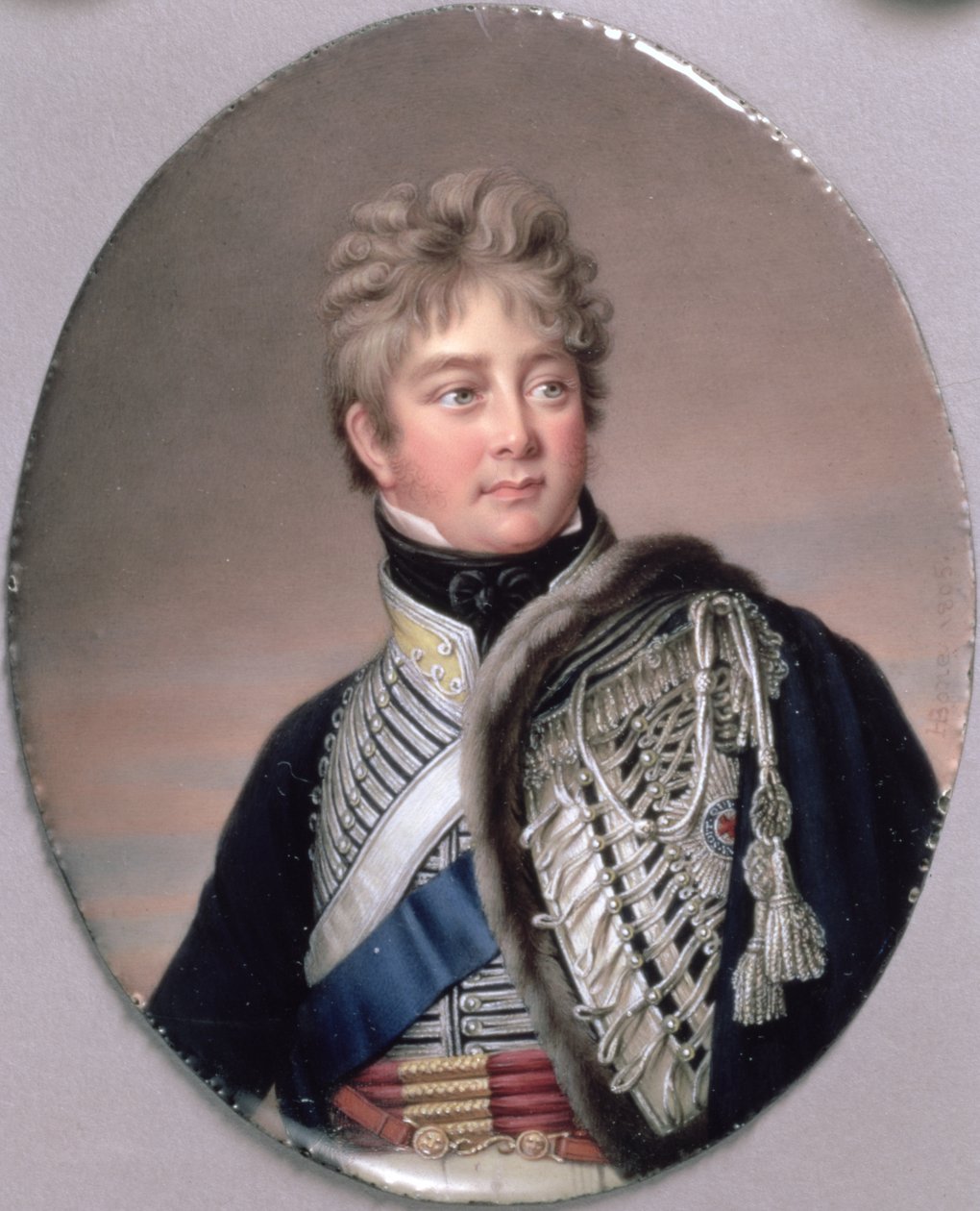 Portret Miniatura Jerzego IV (1762-1830) 1805 (wc na emalii na miedzi) autorstwa Henry Pierce Bone