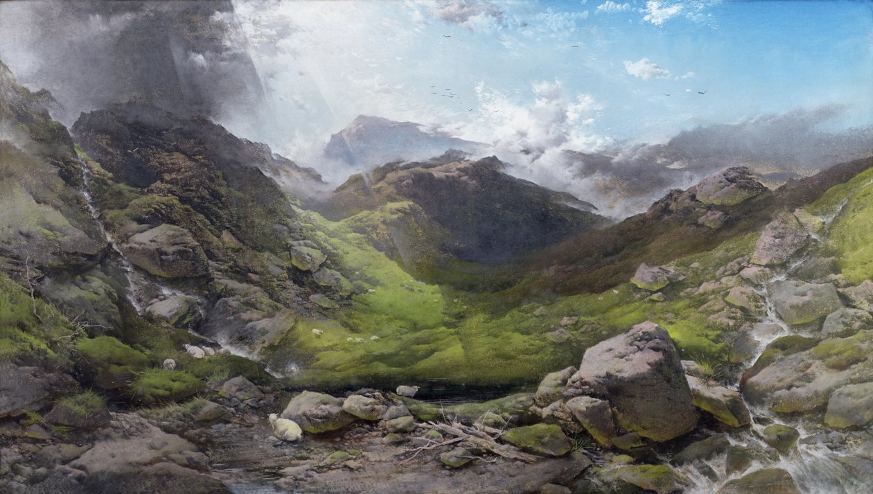 Chmury przechodzące nad Ben More, 1870 (pastel) autorstwa Henry Bright