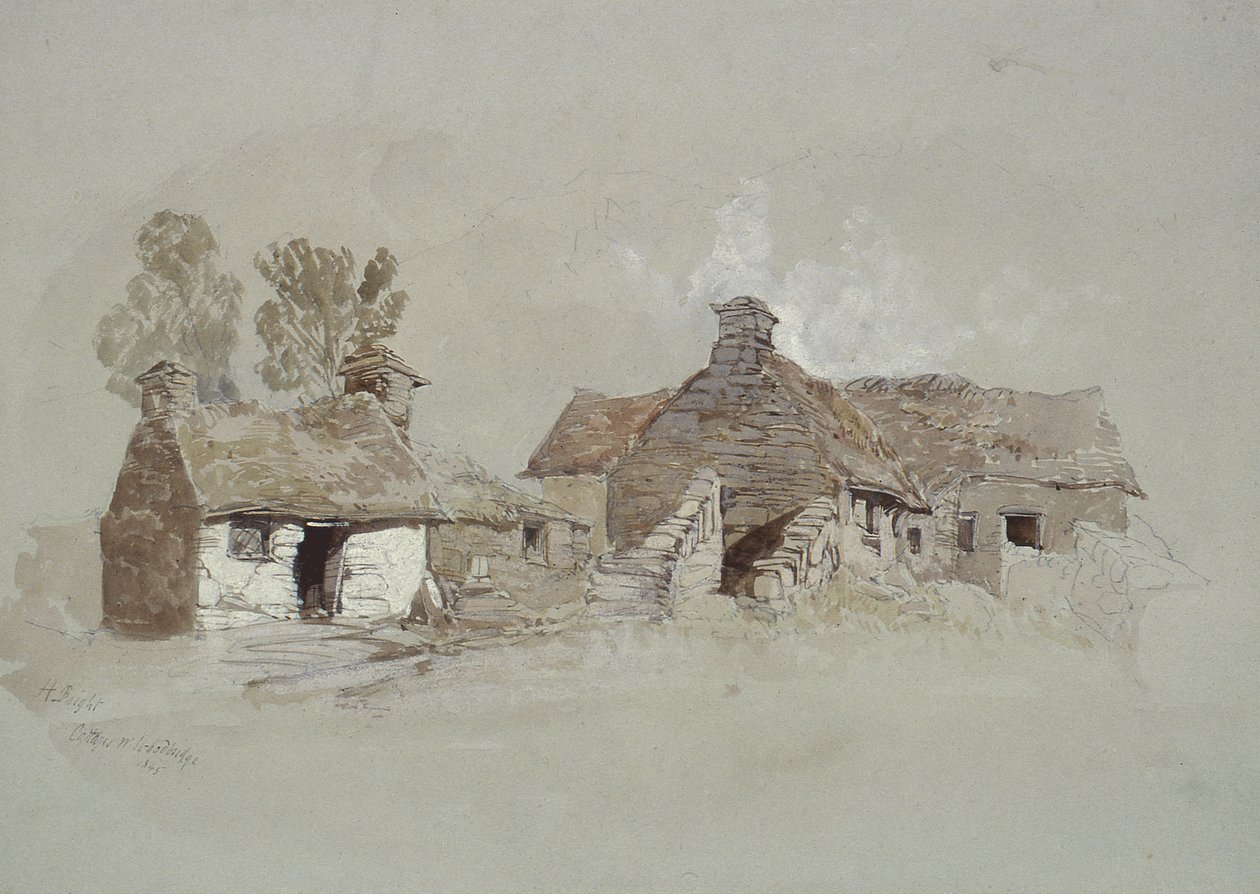 Chaty w pobliżu Woodbridge, Suffolk, XIX wiek autorstwa Henry Bright