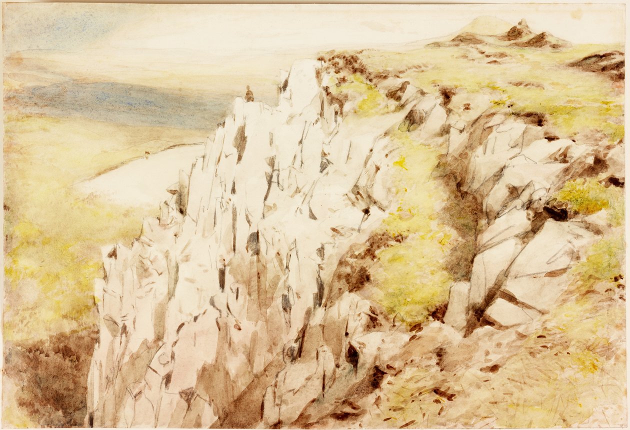 Crag Lough (ołówek i akwarela na papierze (wklejony na karton)) autorstwa Henry Burdon Richardson