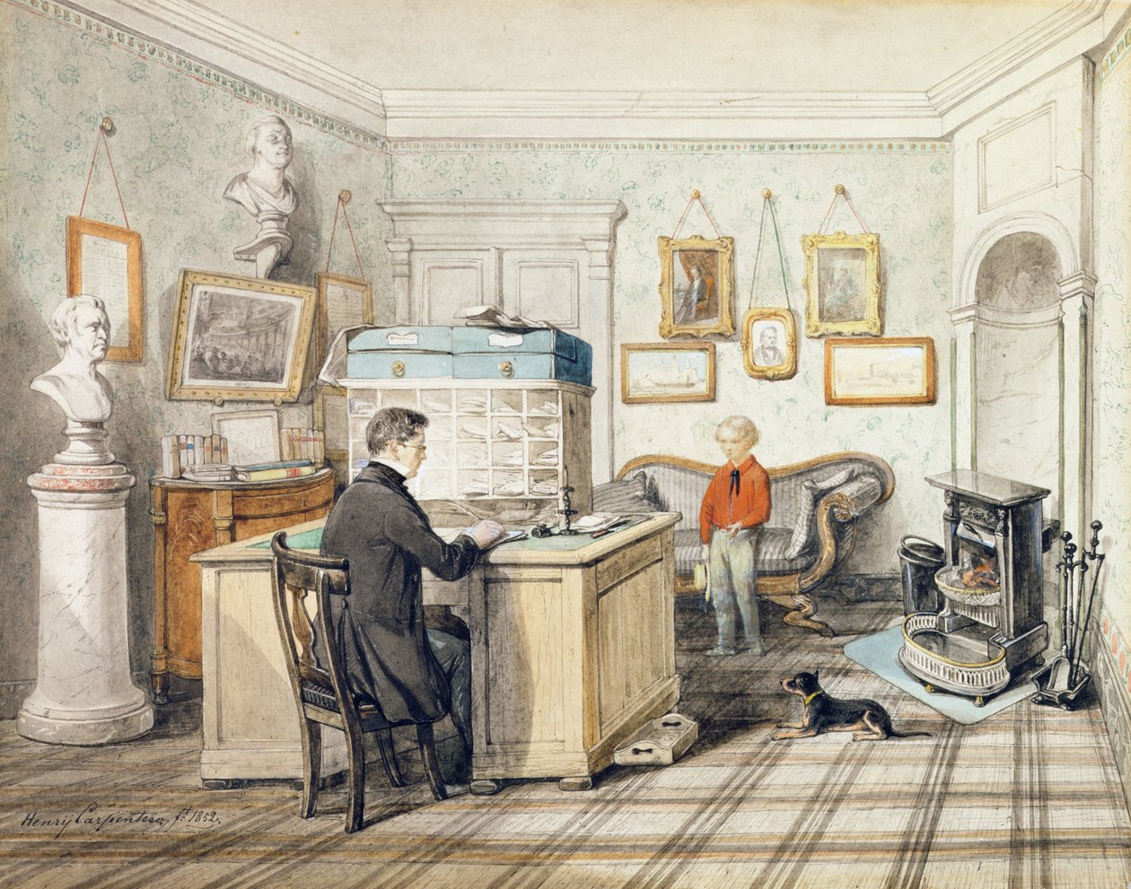 Wnętrze biura robót, 1852 r. autorstwa Henry Carpenter