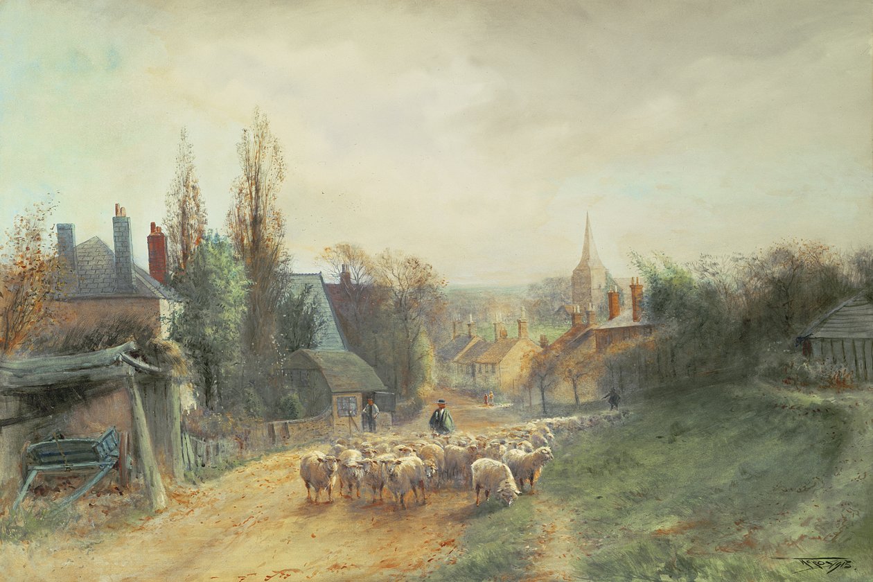 Billingshurst, 1915, wioska Sussex autorstwa Henry Charles Fox