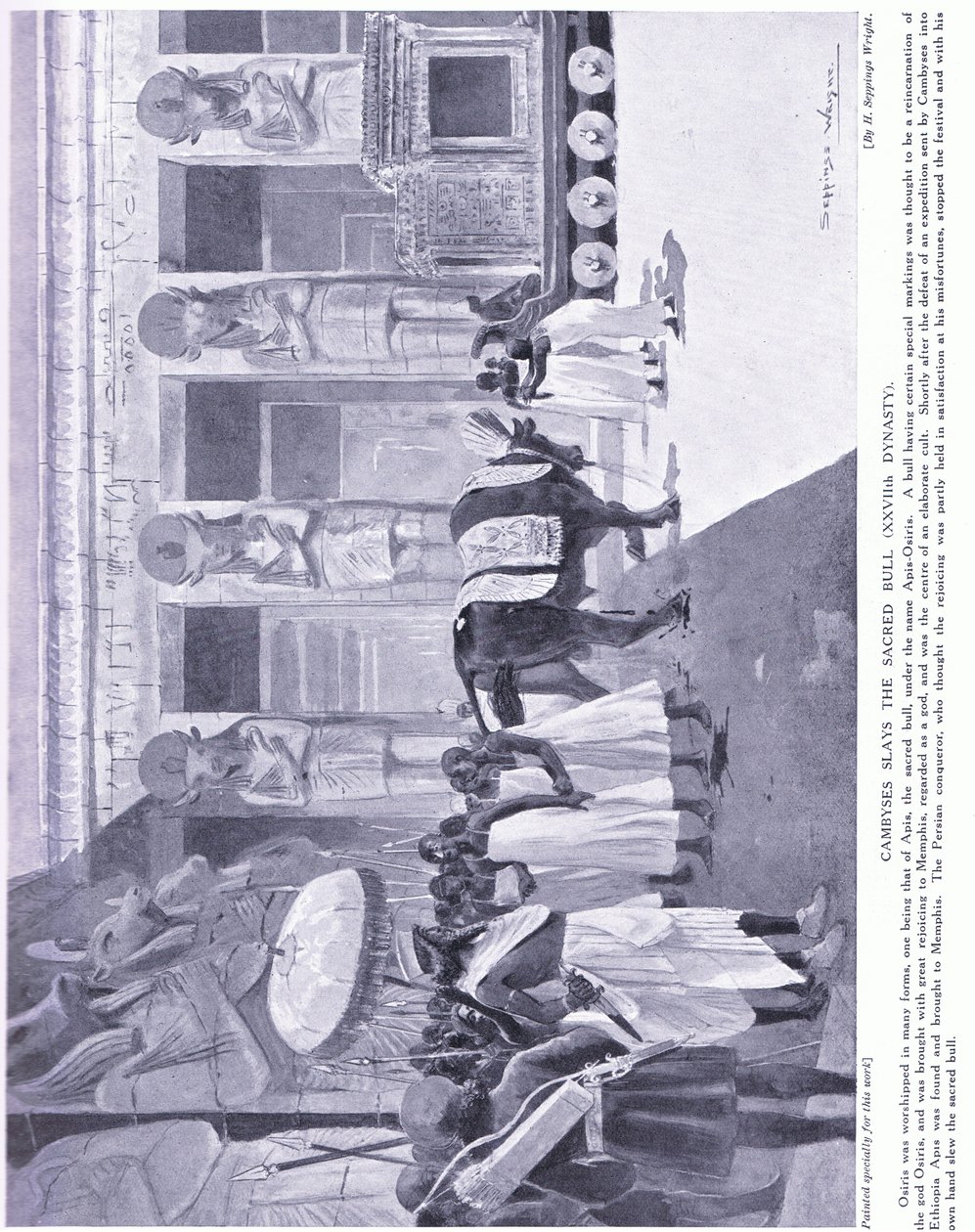 Kambyzes zabija świętego byka (XXVII dynastia), ok. 1920 autorstwa Henry Charles Seppings Wright