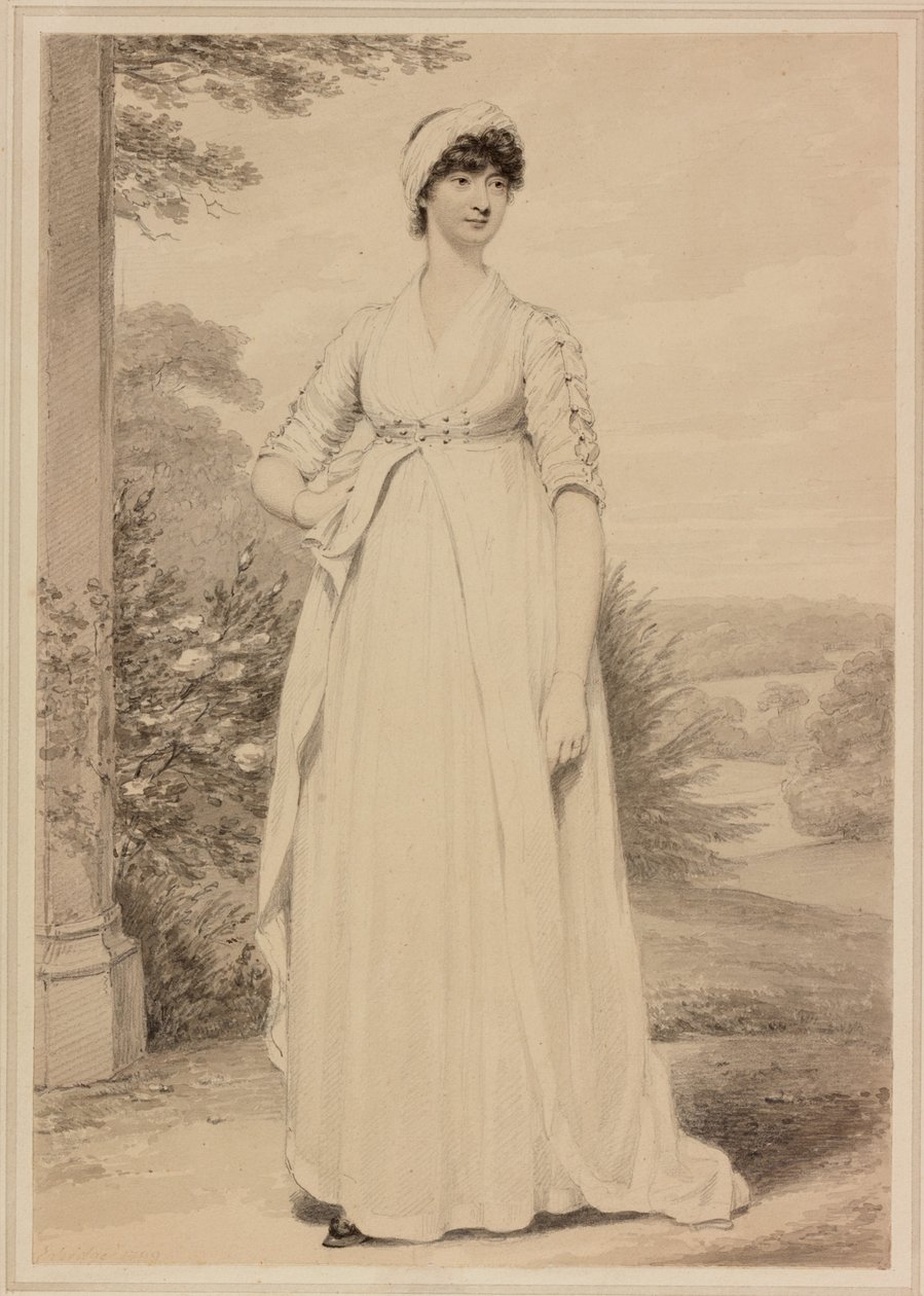 Portret damy, 1799 (tusz i ołówek na papierze) autorstwa Henry Edridge