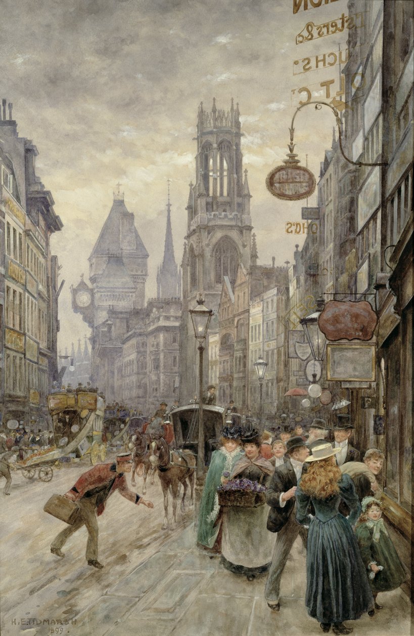 Fleet Street: Patrząc na zachód, 1899 autorstwa Henry Edward Tidmarsh
