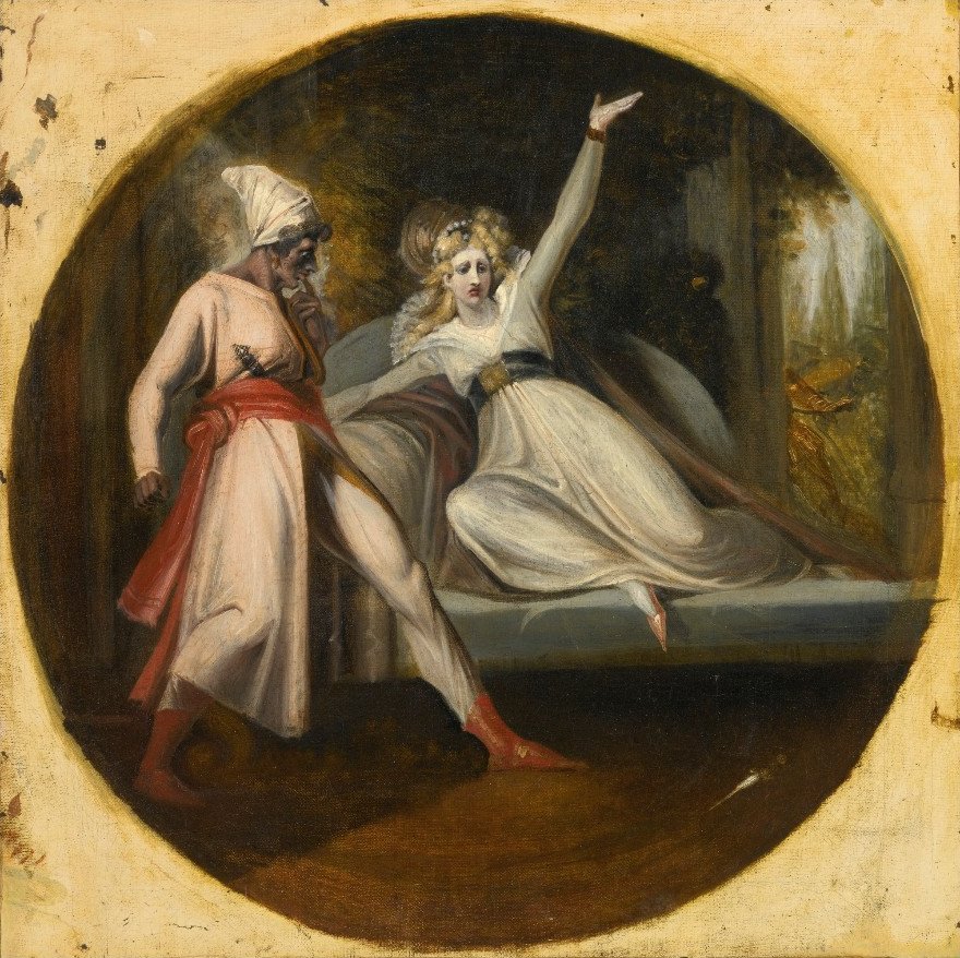 Leonore odkrywa sztylet pozostawiony przez Alonzo autorstwa Johann Heinrich Füssli