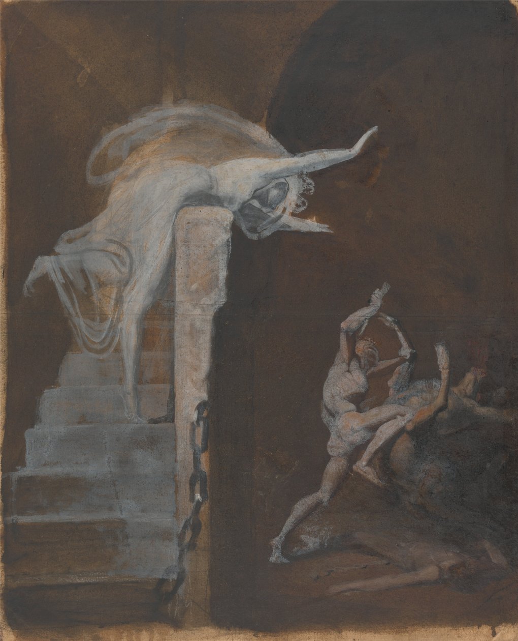 Ariadna ogląda walkę Tezeusza z Minotaurem autorstwa Johann Heinrich Füssli