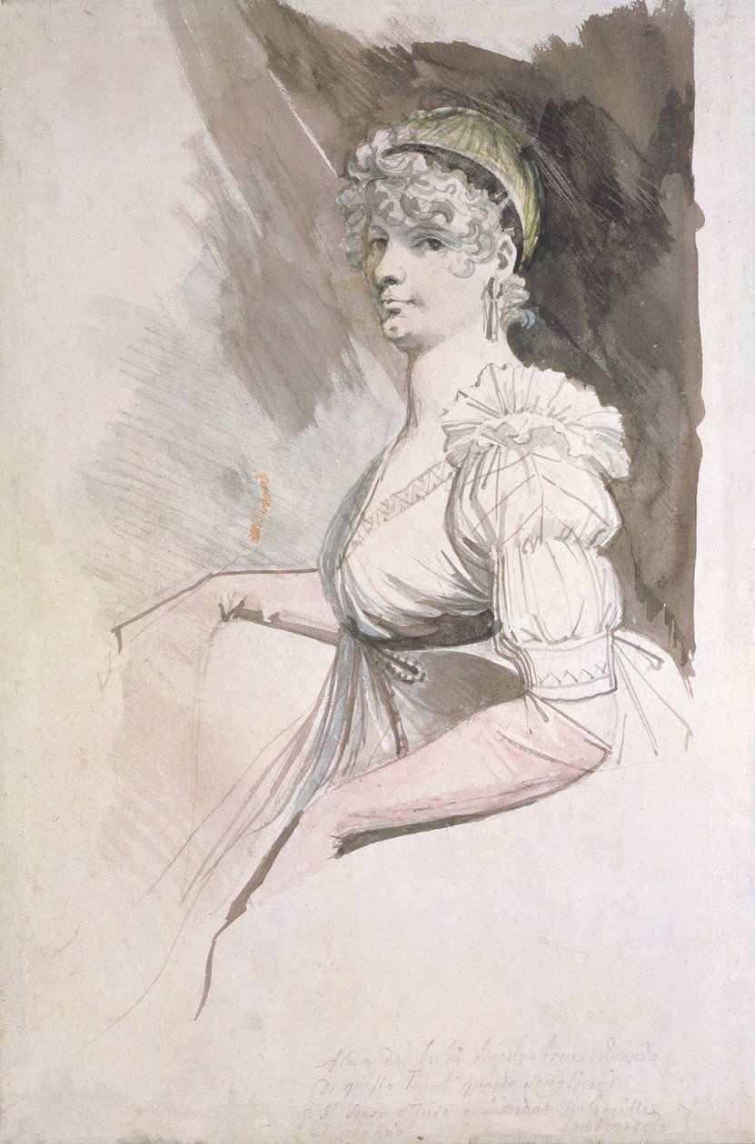 Portret pani Fuseli, ok. 1798 (wc nad ołówkiem na papierze) autorstwa Johann Heinrich Füssli