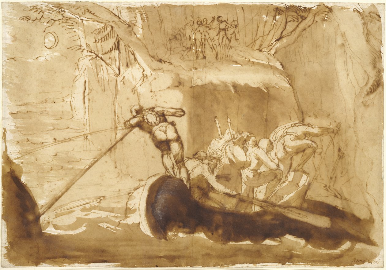 Konfederaci przybywający do Rutli (pióro i pranie na papierze) autorstwa Johann Heinrich Füssli