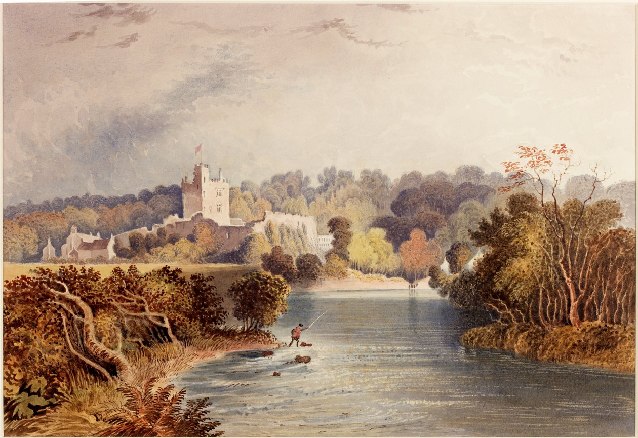 Zamek Bothal (akwarela na karcie) autorstwa Henry Gastineau