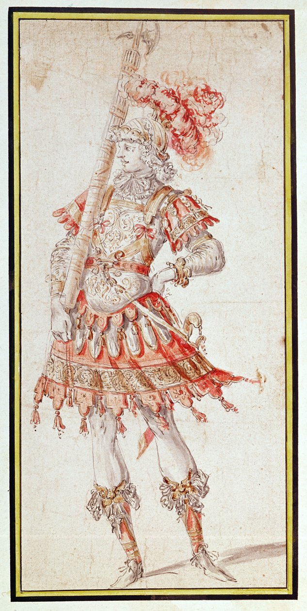 Projekt kostiumu dla Karuzeli, ok. 1662 (długopis, atrament i toaleta na papierze) autorstwa Henry Gissey