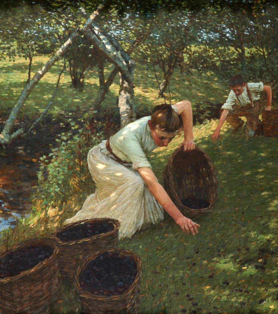 Zbieranie śliwek autorstwa Henry Herbert La Thangue