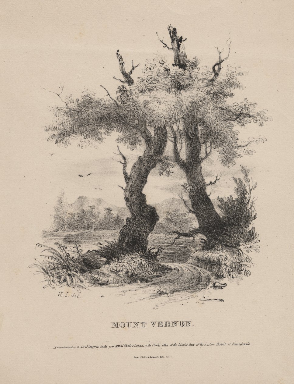 Mount Vernon, litografia Childs und Inman, 1832 autorstwa Henry Inman