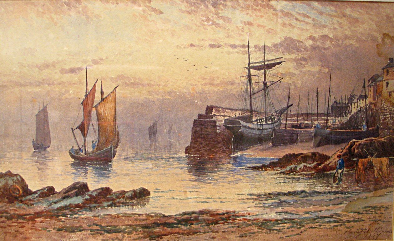 Old Quay, Newlyn, 1887 (wc na papierze) autorstwa Henry John Williams