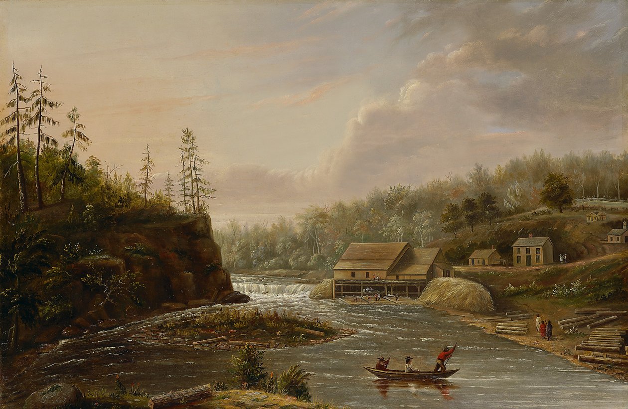 Młyn Cheevera na rzece St. Croix, 1847 autorstwa Henry Lewis