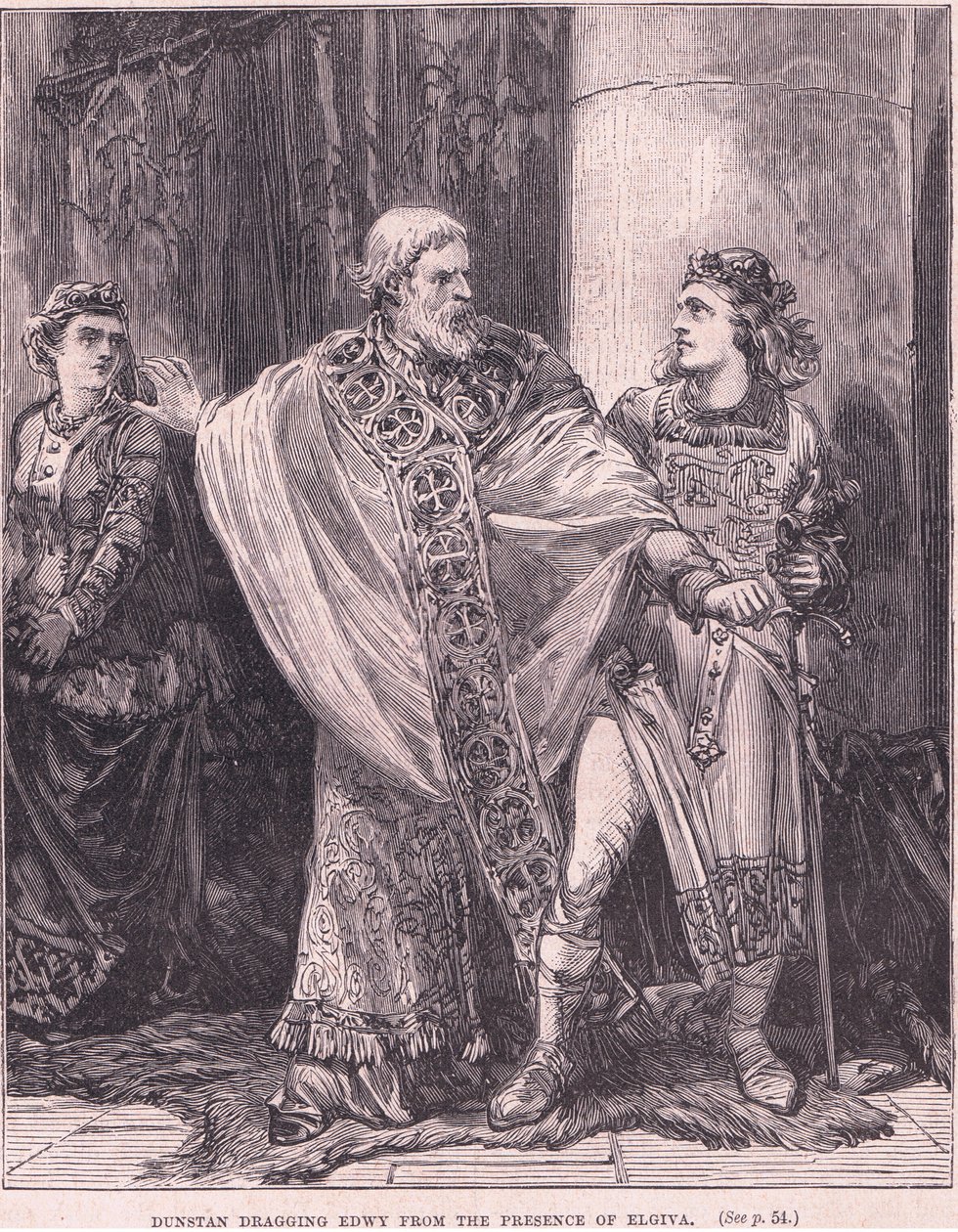 Dunstan wyciągając Edwy z obecności Elgiva autorstwa Henry Marriott Paget