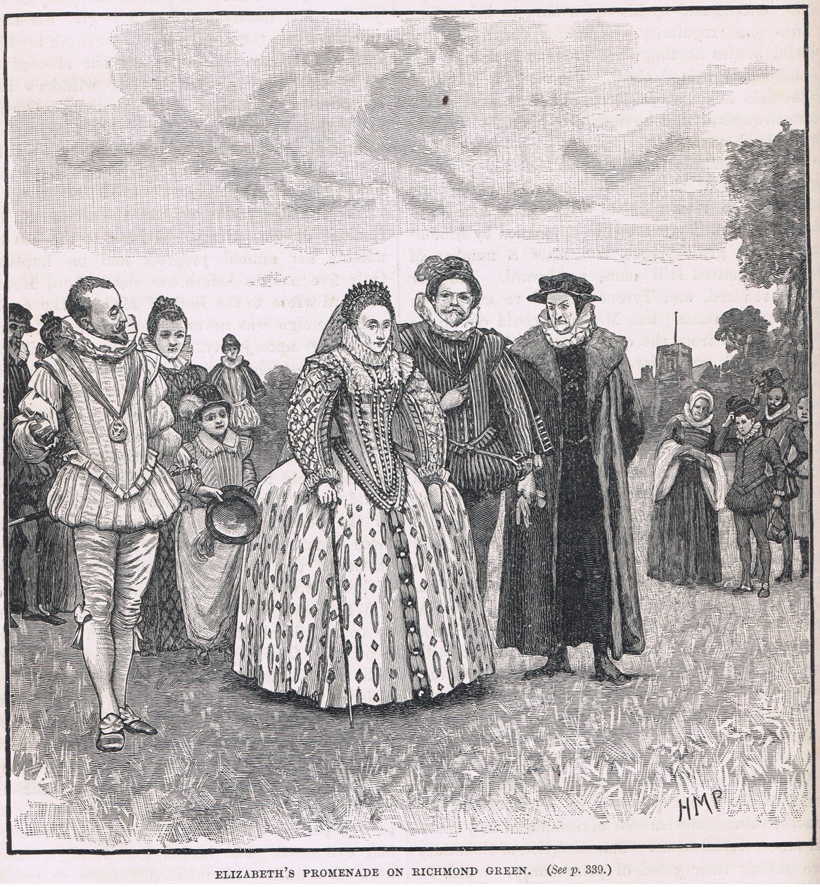 Promenada Elżbiety na Richmond Green 1603 autorstwa Henry Marriott Paget
