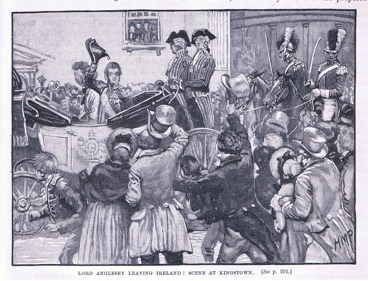 Lord Anglesey opuszcza Irlandię: Scena w Kingston autorstwa Henry Marriott Paget