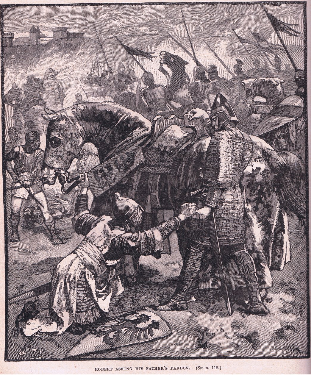 Robert prosząc ojca o ułaskawienie AD 1087 autorstwa Henry Marriott Paget