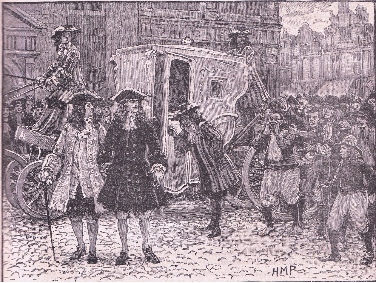 Angielscy Pełnomocnicy znieważani na ulicach Utrechtu AD 1712 autorstwa Henry Marriott Paget