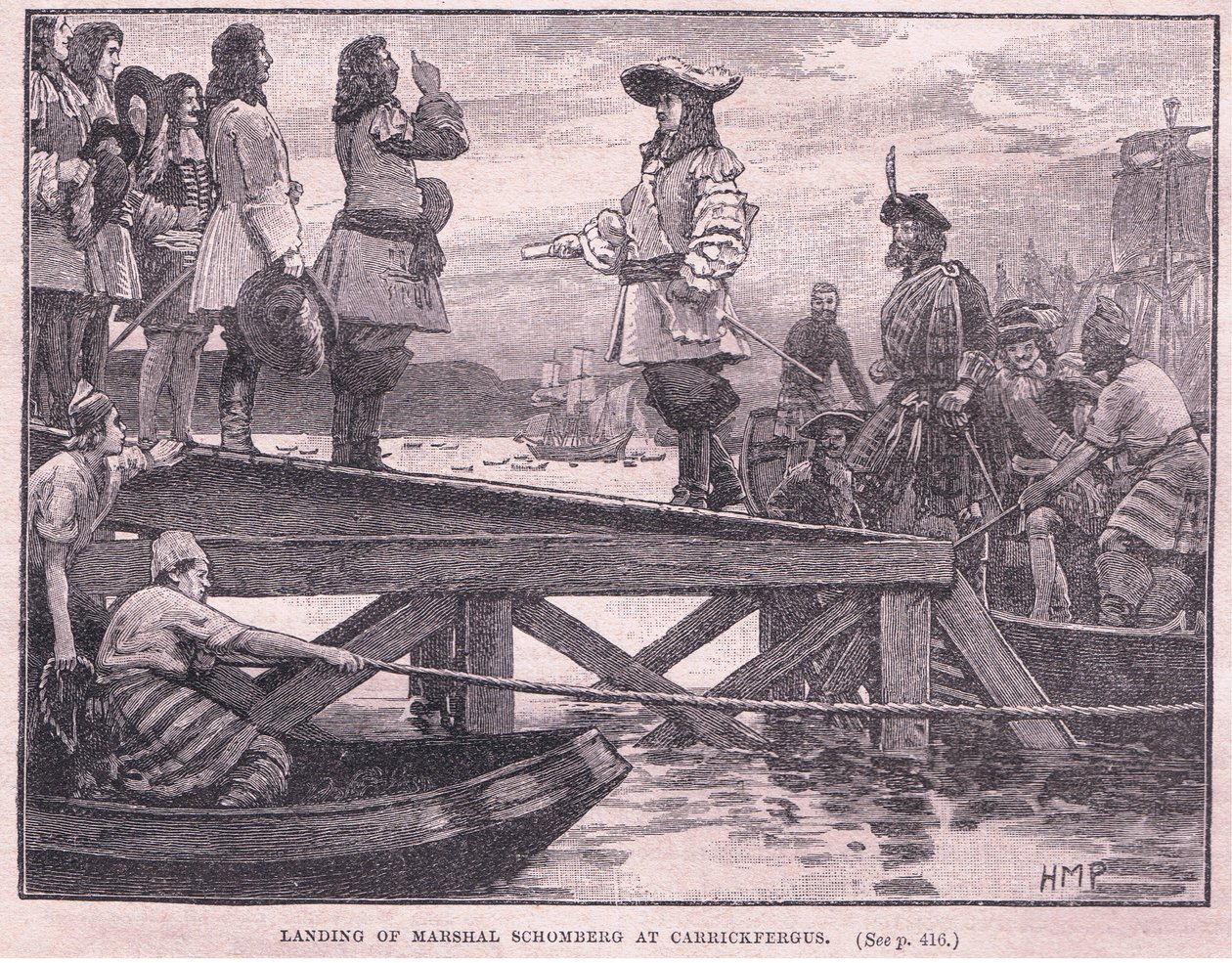 Lądowanie marszałka Schomberga w Carrickfergus AD 1689 autorstwa Henry Marriott Paget