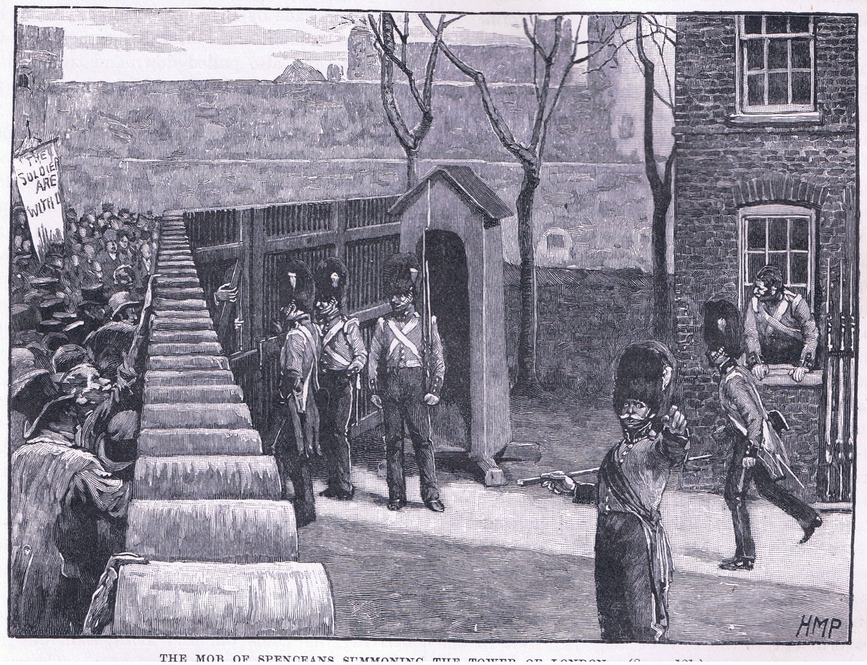 Tłum spenceanów wzywający Tower of London AD 1816 autorstwa Henry Marriott Paget