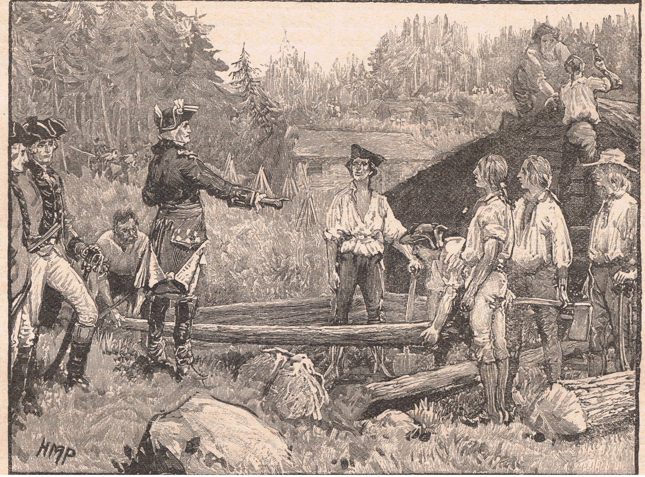 Waszyngton i jego ludzie w Valley Forge AD 1777 autorstwa Henry Marriott Paget