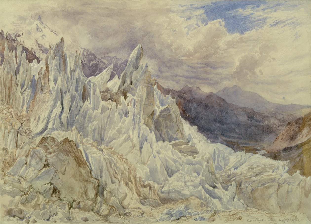 Mer de Glace, 1856 (wc nad grafitem z gwaszem na papierze) autorstwa Henry Moore