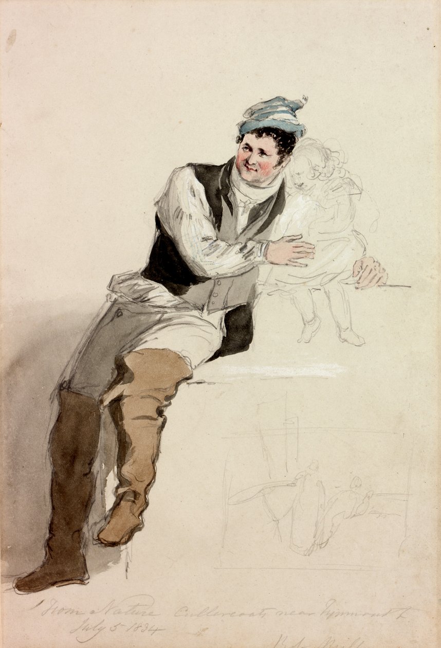 Bob Mills z Cullercoats, 1834 (ołówek i toaleta na papierze) autorstwa Henry Perlee Parker