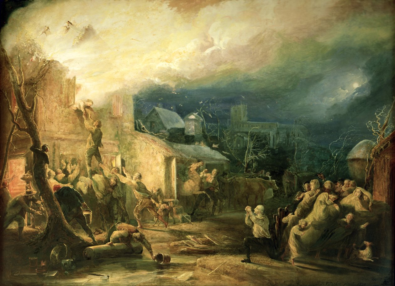 Uratowanie Johna Wesleya z pożaru probostwa Epworth, 1840 autorstwa Henry Perlee Parker