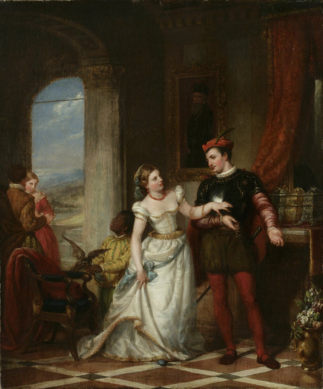 Portia i Bassanio-od kupca weneckiego, 1865 autorstwa Henry Peters Gray
