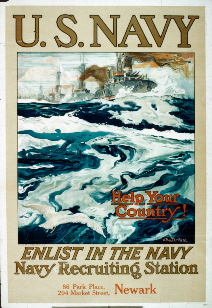 Plakat rekrutacyjny marynarki wojennej USA z I wojny światowej autorstwa Henry Reuterdahl