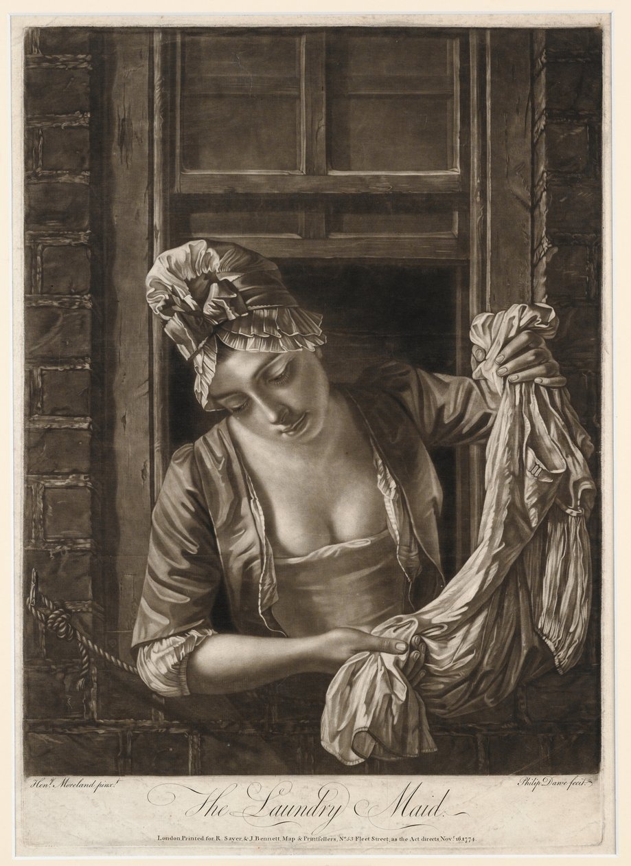 Pralnia, grafika Philipa Dawe, 1772 (mezzotinta) autorstwa Henry Robert Morland