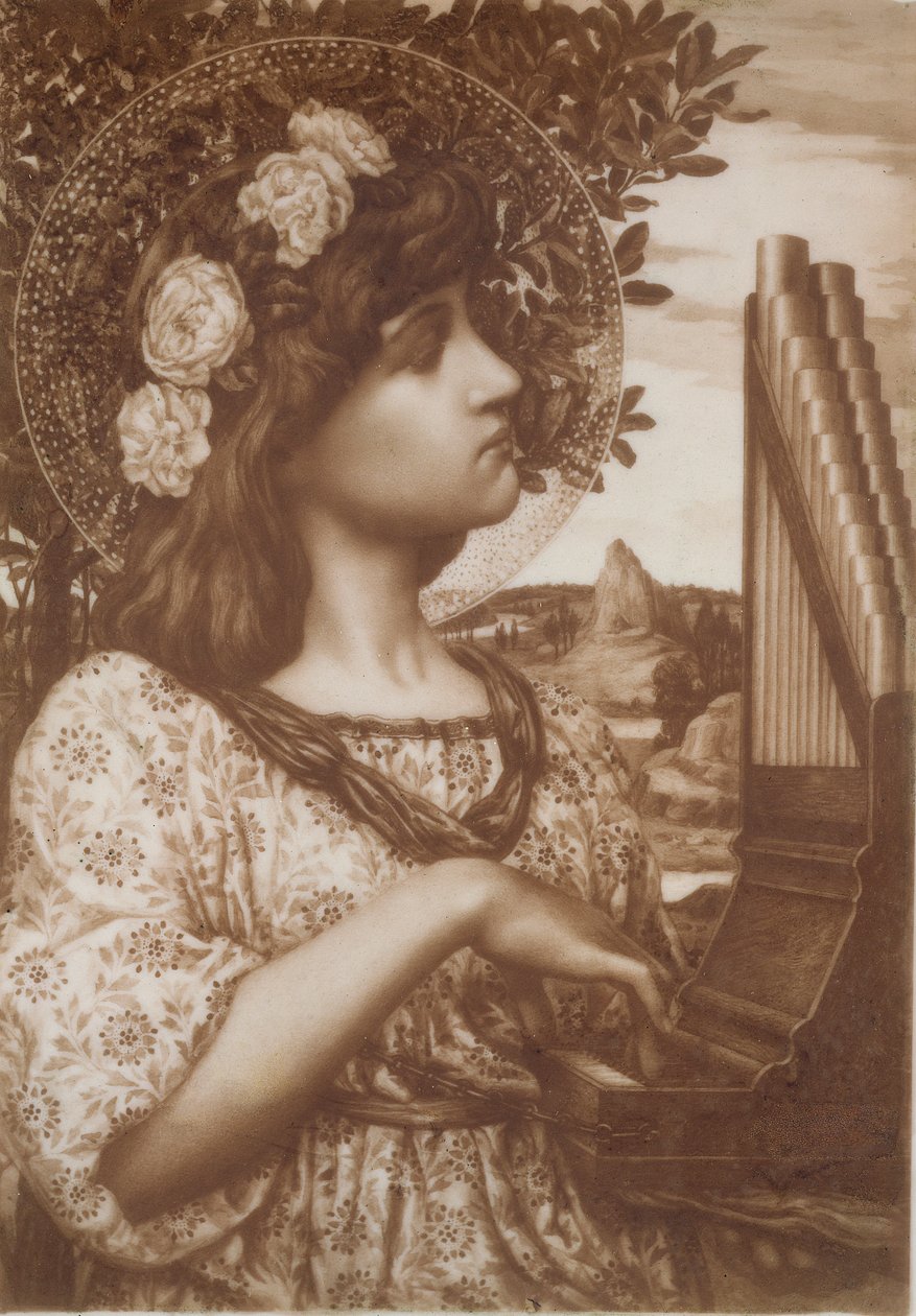 Św. Cecylia, ok.1885 (olej na szkle opalowym) autorstwa Henry Ryland
