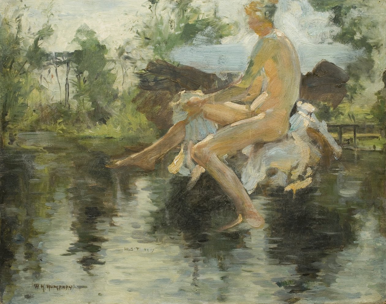 Szkic siedzącego chłopca, 1917 autorstwa Henry Scott Tuke