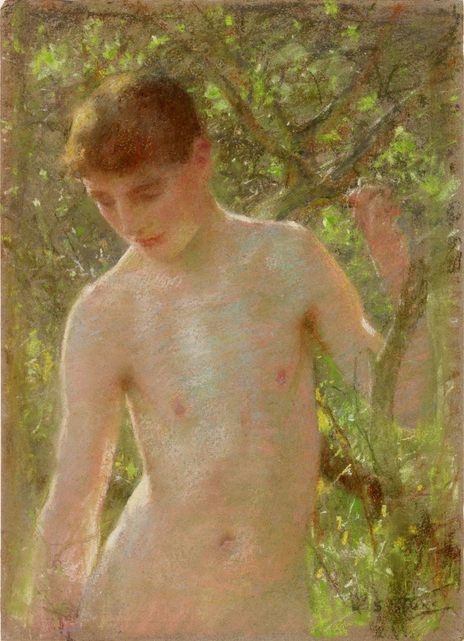 Studium chłopca (pastel na papierze) autorstwa Henry Scott Tuke