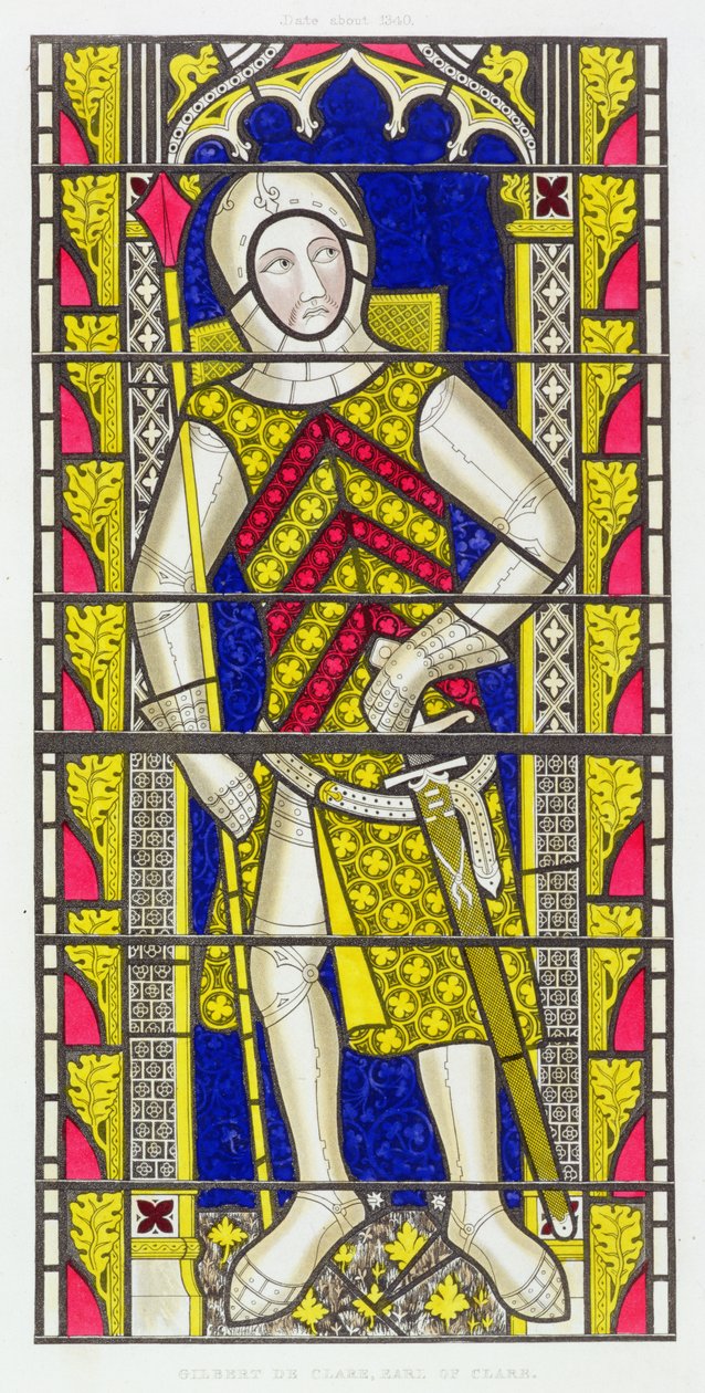 Gilbert de Clare, 3. hrabia Gloucester (1243-95), po witrażu z ok. 1340 r. w kościele opactwa Tewkesbury autorstwa Henry Shaw