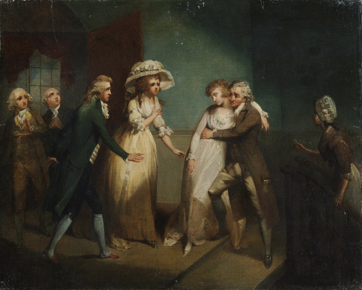 Camilla omdlała w ramionach ojca, ilustracja do sceny z „Kamili”, czyli „Obrazu młodości”, wydanej w 1796 r. autorstwa Henry Singleton