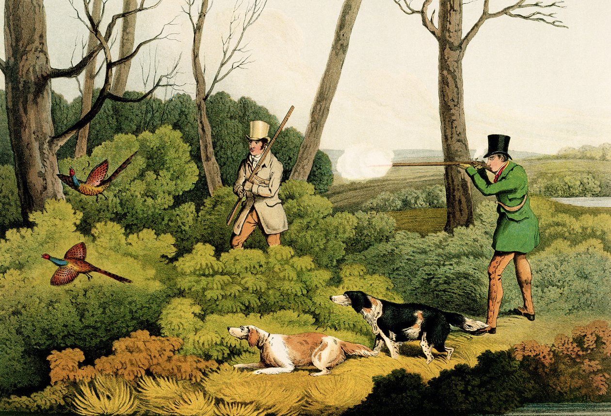 Strzelanie do bażantów, wyd. Thomas McLean, 1820 (druk) autorstwa Henry Thomas Alken
