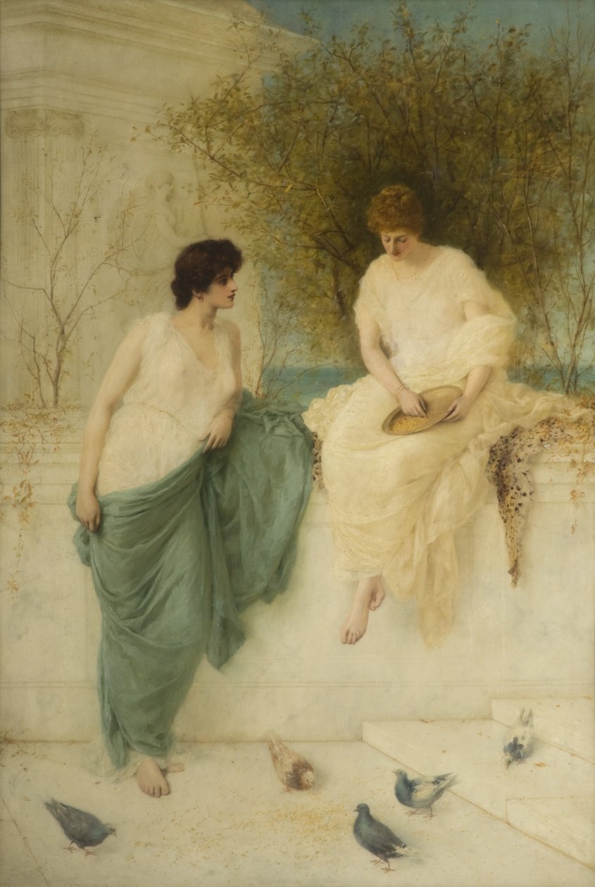Karmienie gołębi autorstwa Henry Thomas Schafer