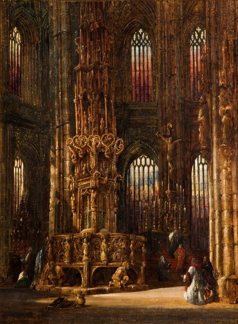 Wnętrze kościoła św. Wawrzyńca, Norymberga, ok.1875 autorstwa Henry Thomas Schafer
