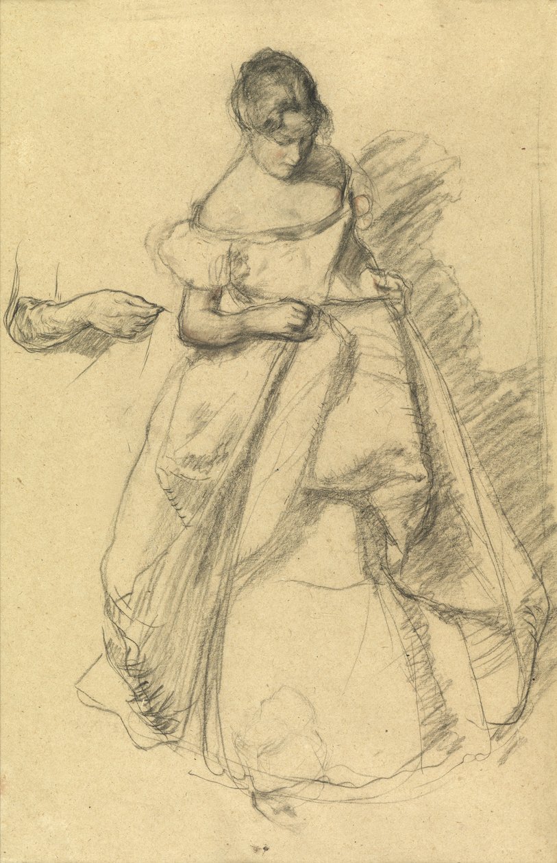 Studium dziewczyny do „Podartej sukni” (kreda na papierze) autorstwa Henry Tonks