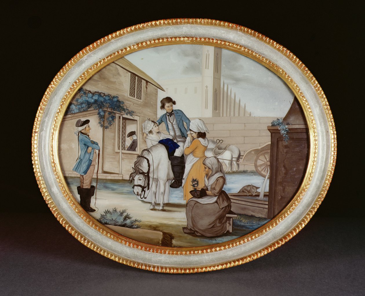 Rewers na szkle przedstawiający scenę pożegnania przed tawerną, okres Qianlong (1736-95) c.1790 (szkło) autorstwa Henry W. Banbury