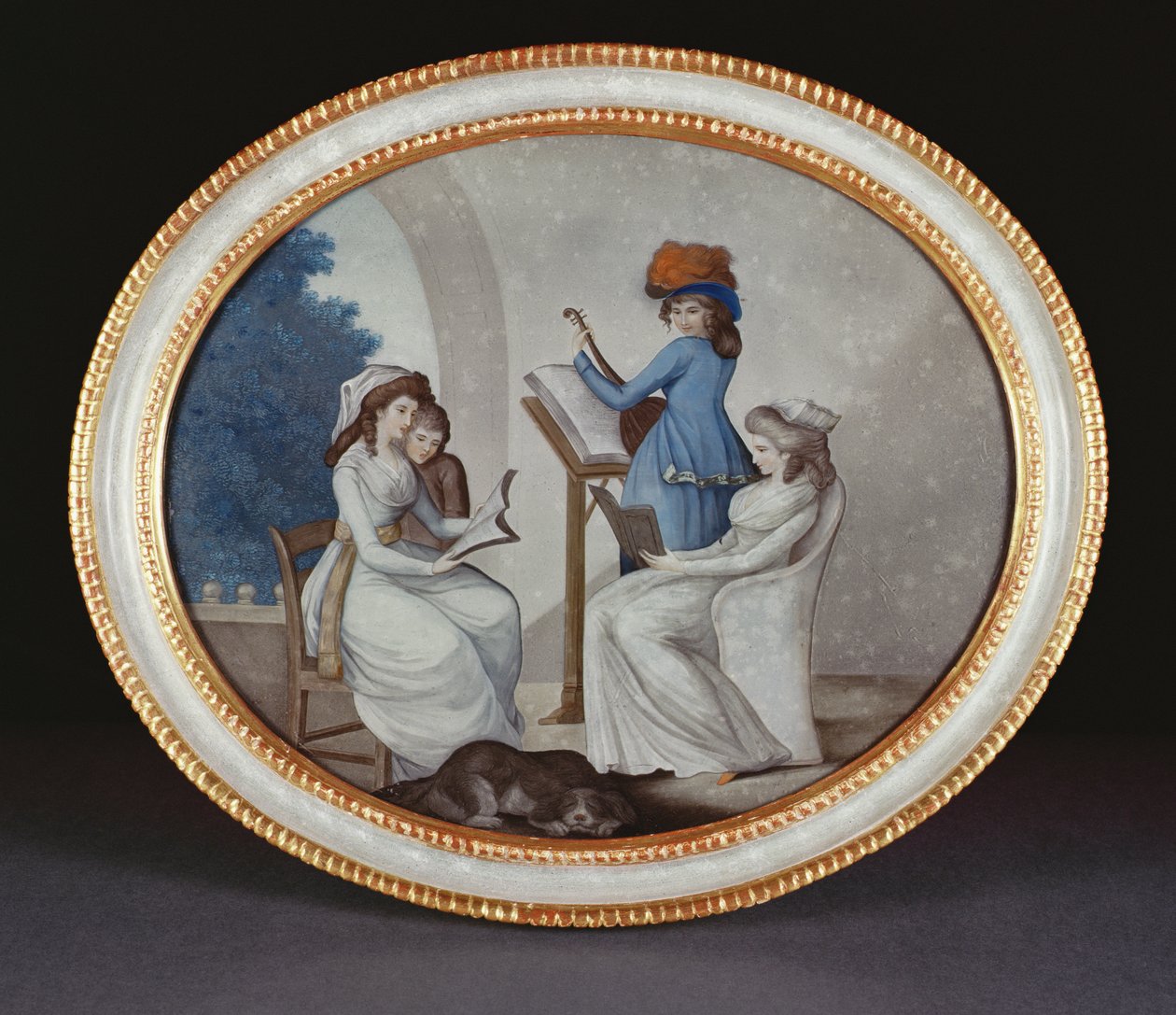 Odwrócony szklany obraz przedstawiający muzykantki, okres Qianlong (1736-95) ok. 1790 (szkło) autorstwa Henry W. Banbury